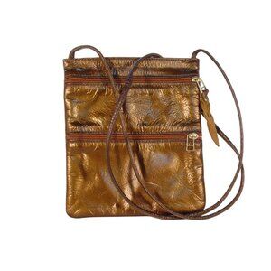 SVEN Berkeley Small Metallic Bronze Leather Crossbody Bag - Made in USA